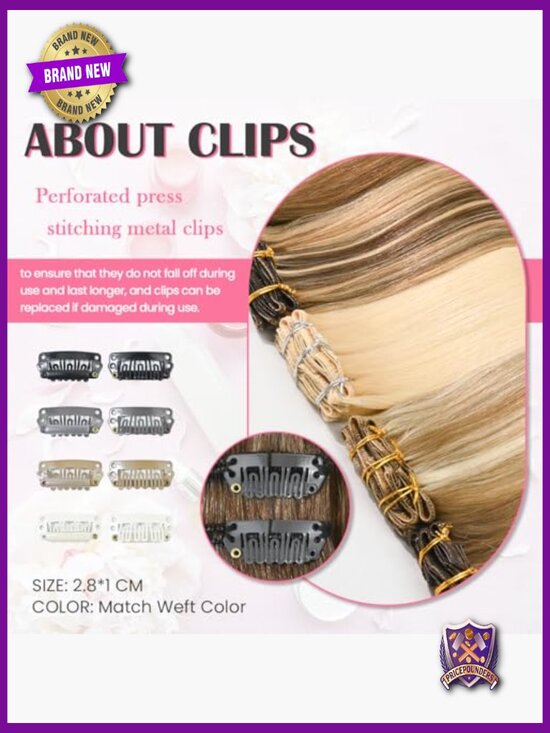 18 Inch Clip In Hair Extensions Real Human Hair 75g 7pcs 16 Clips main image 3